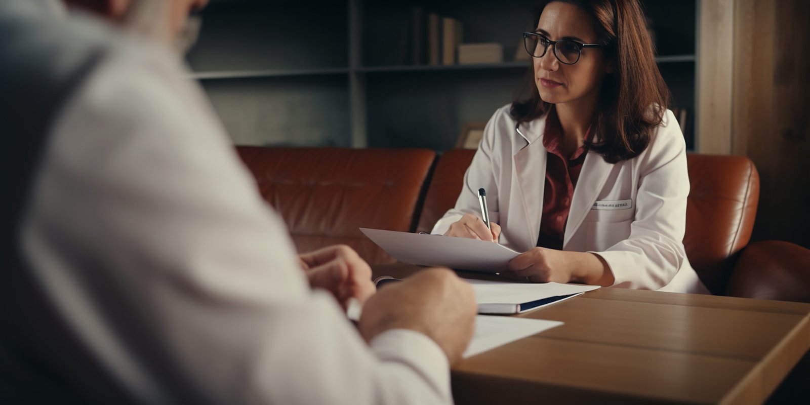 low-angle-view-psychologist-with-eyeglasses-clipboard